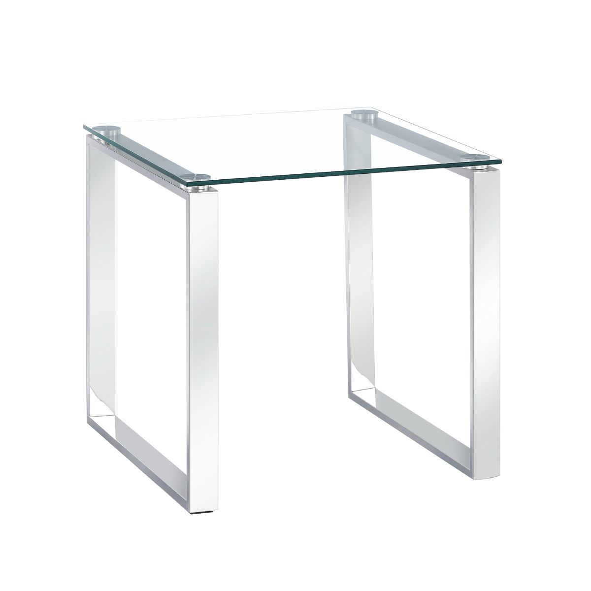 Clear Glass Side Table with Mirrored Finish Chrome Legs