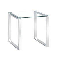 Thumbnail for Clear Glass Side Table with Mirrored Finish Chrome Legs