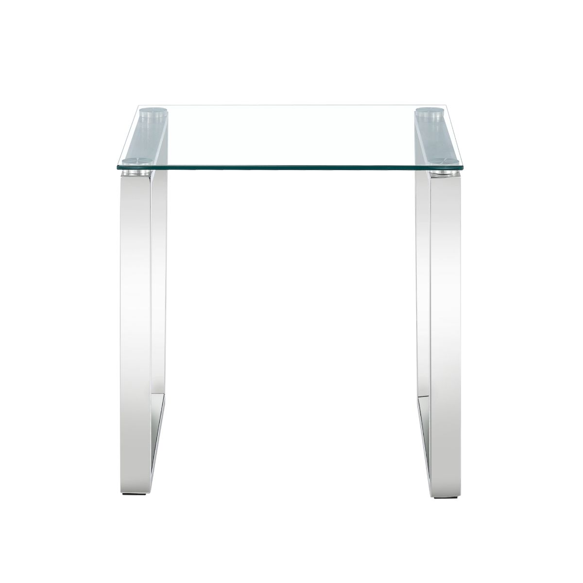 Clear Glass Side Table with Mirrored Finish Chrome Legs