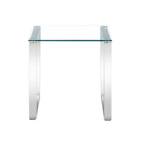 Thumbnail for Clear Glass Side Table with Mirrored Finish Chrome Legs