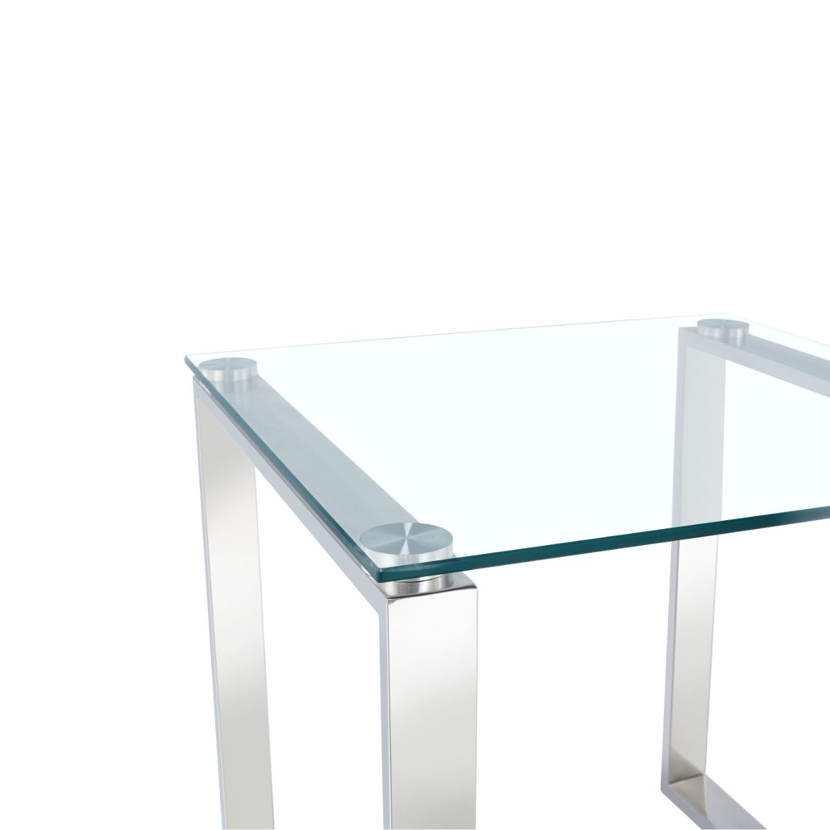 Clear Glass Side Table with Mirrored Finish Chrome Legs