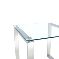 Thumbnail for Clear Glass Side Table with Mirrored Finish Chrome Legs