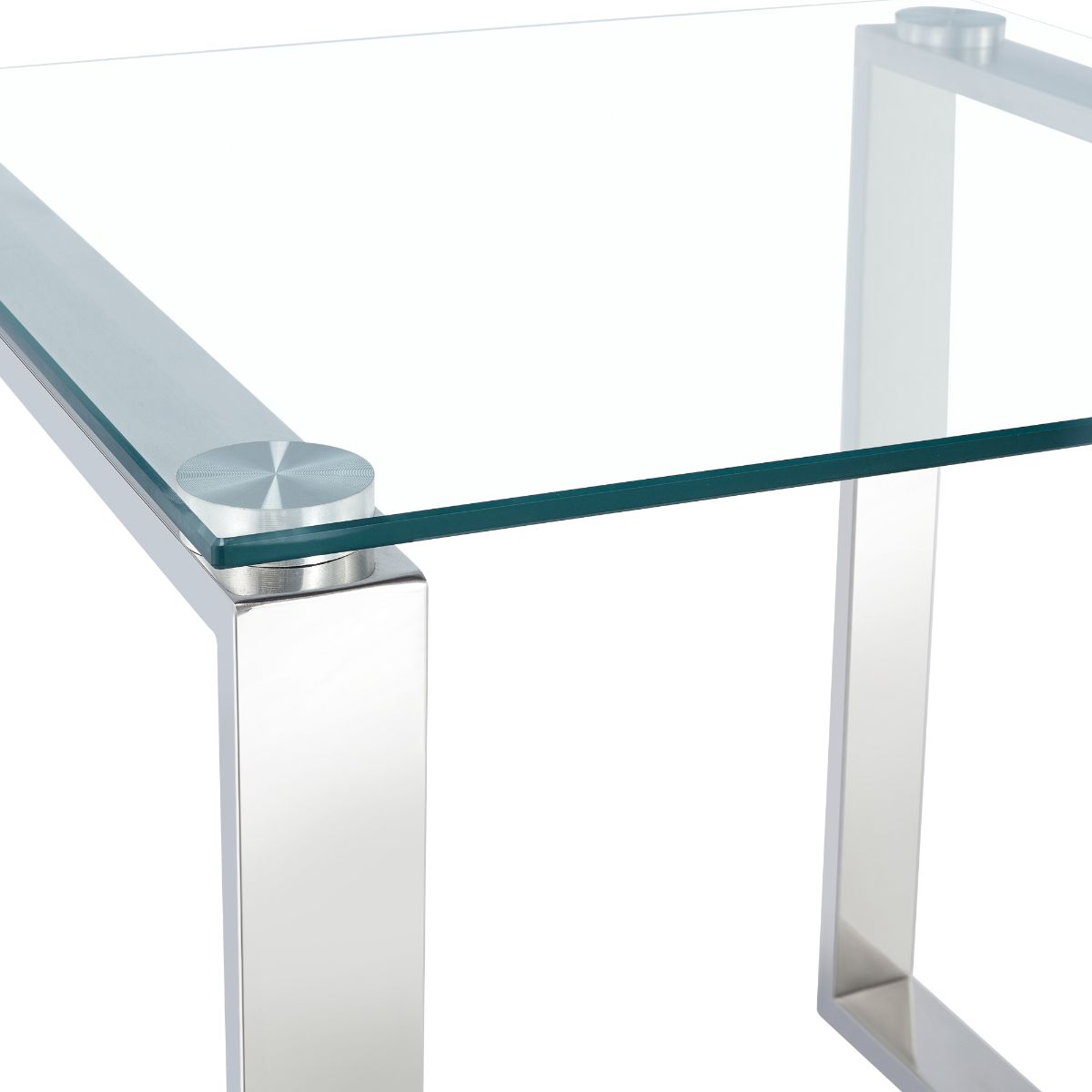 Clear Glass Side Table with Mirrored Finish Chrome Legs