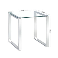 Thumbnail for Clear Glass Side Table with Mirrored Finish Chrome Legs