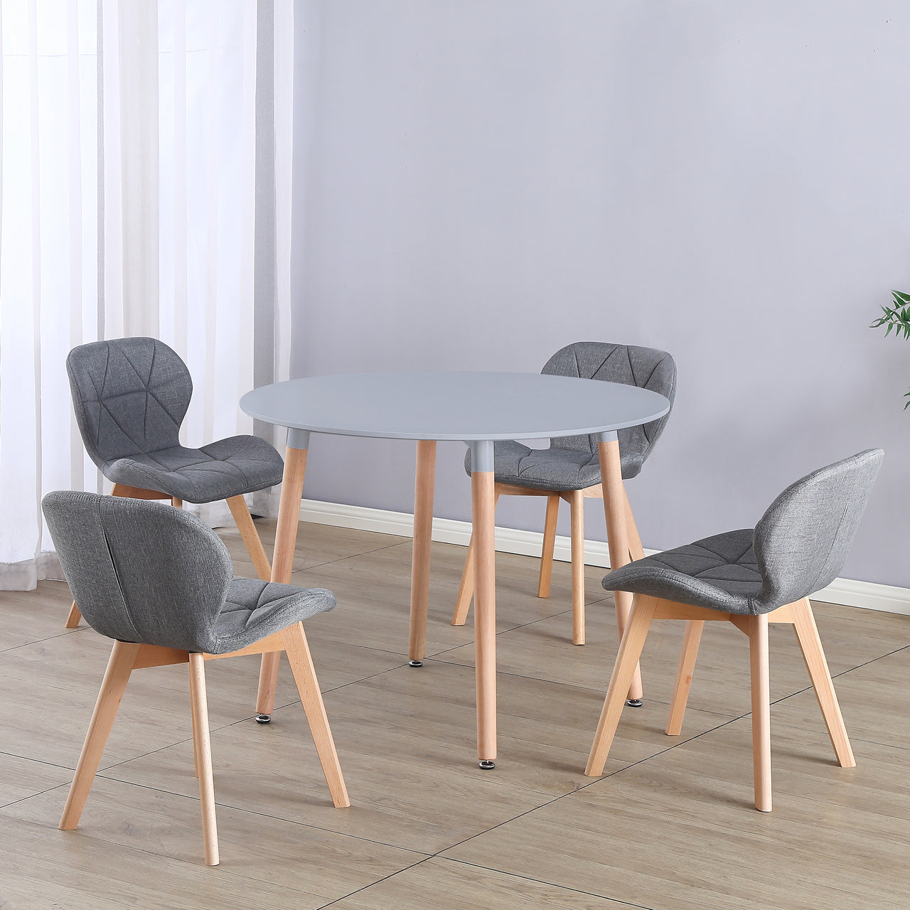 100cm Round Dining Table with Solid Beech Wood Legs