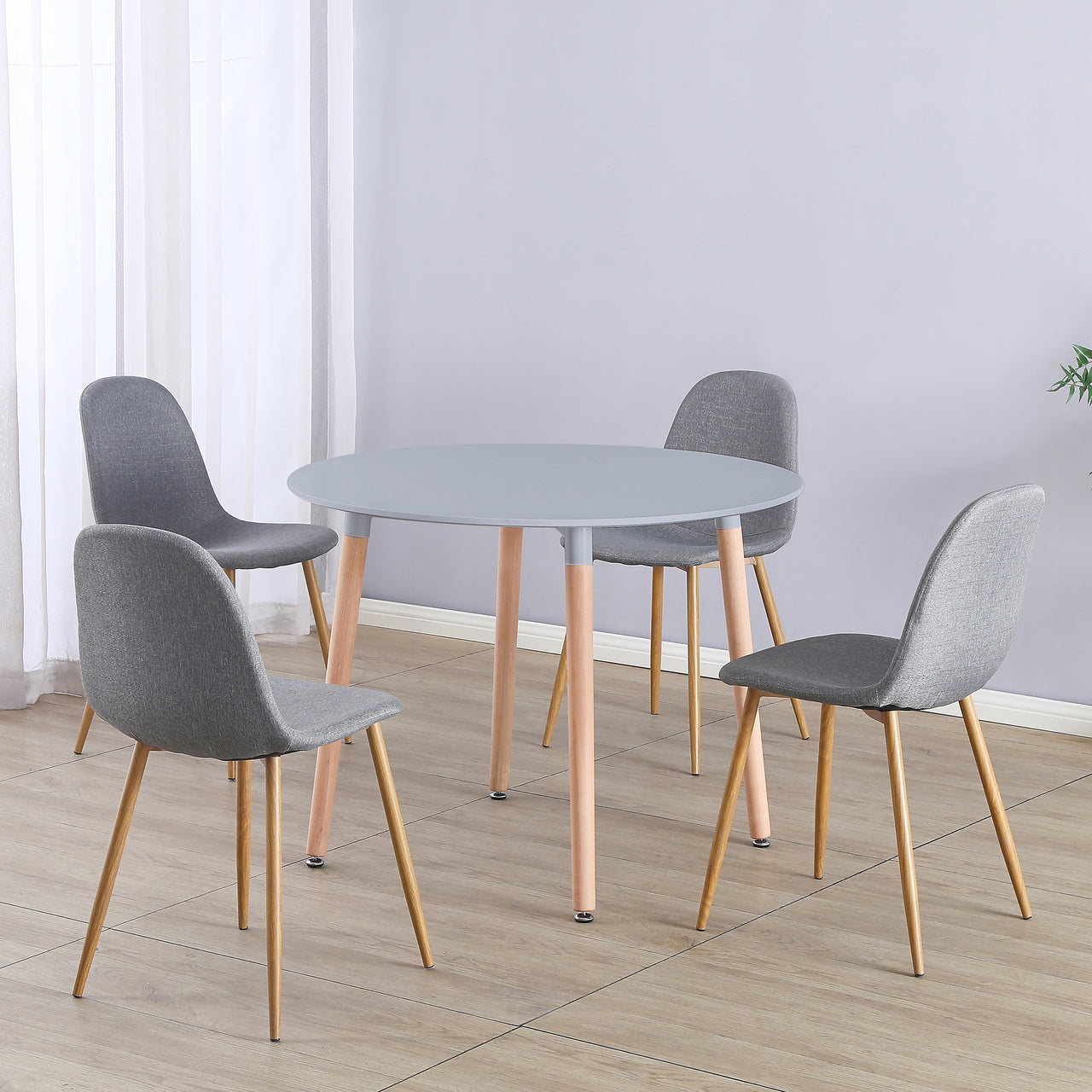 Circular 4 Seat Dining Table and Chair Scandi Round Kitchen Nordic Dinner Set