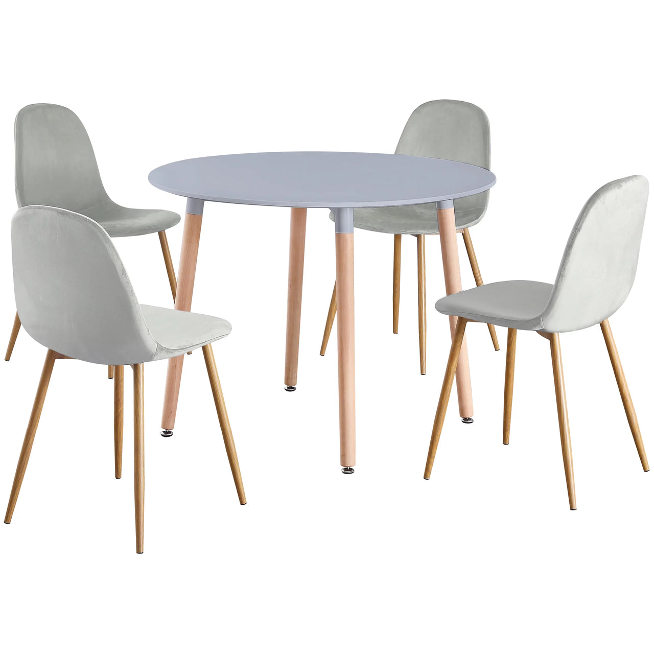 Circular 4 Seat Dining Table and Chair Scandi Round Kitchen Nordic Dinner Set