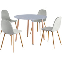 Thumbnail for Circular 4 Seat Dining Table and Chair Scandi Round Kitchen Nordic Dinner Set