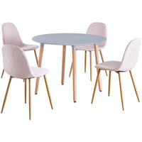 Thumbnail for Circular 4 Seat Dining Table and Chair Scandi Round Kitchen Nordic Dinner Set