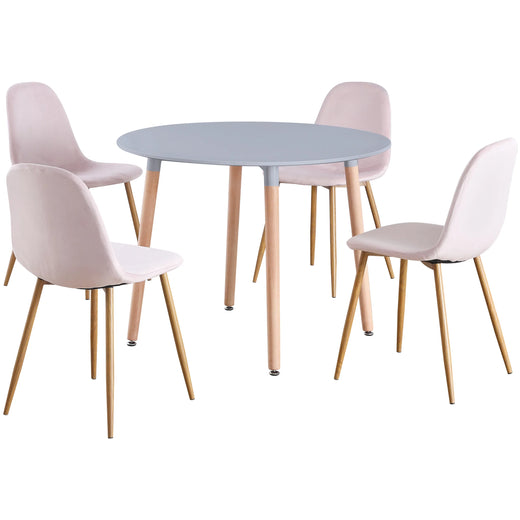 Circular 4 Seat Dining Table and Chair Scandi Round Kitchen Nordic Dinner Set