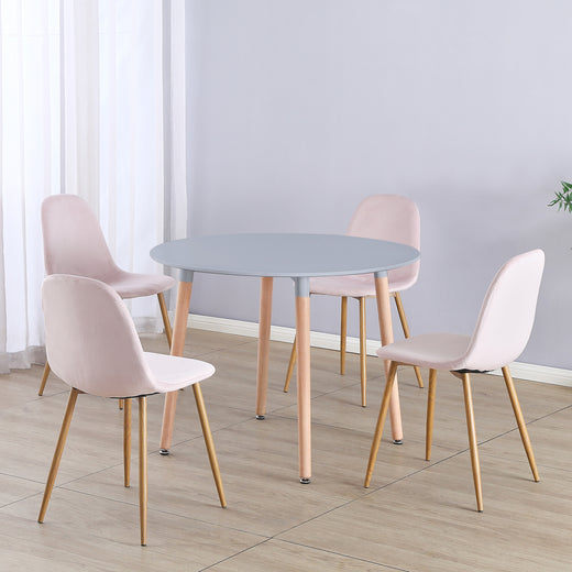 Circular 4 Seat Dining Table and Chair Scandi Round Kitchen Nordic Dinner Set