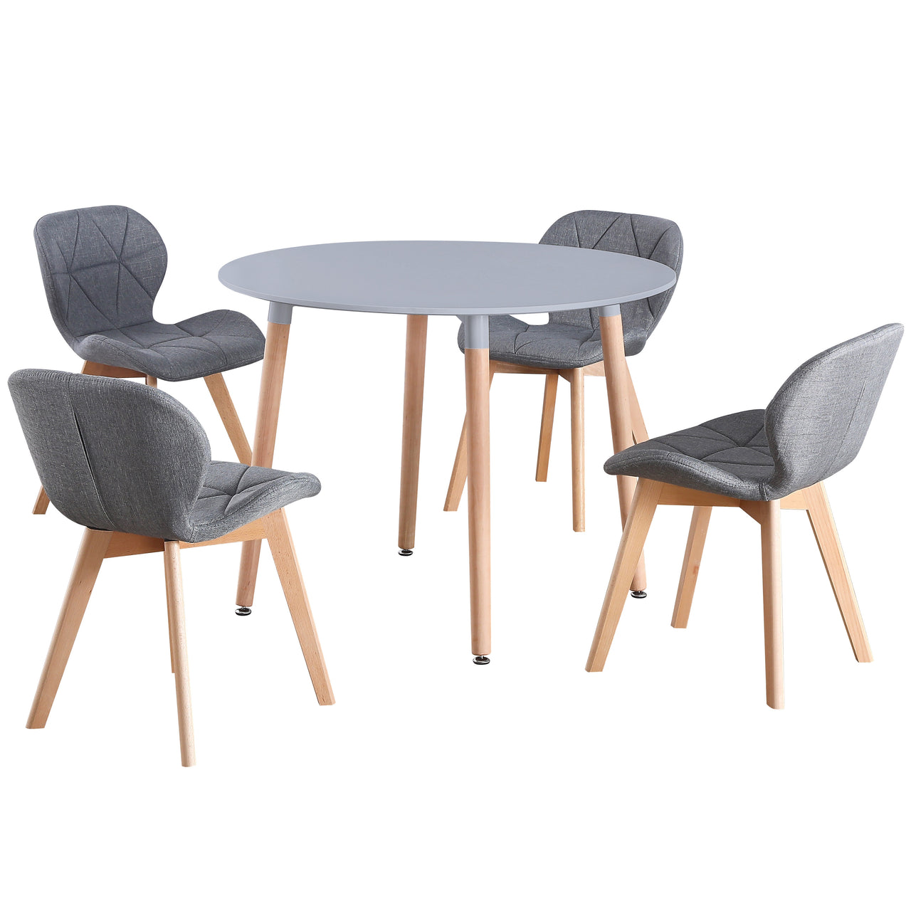 Round 4 Seat Dining Table and Chair Scandi Circular Kitchen Nordic Dinner Set