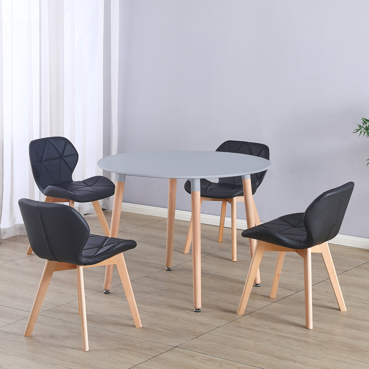 Round 4 Seat Dining Table and Chair Scandi Circular Kitchen Nordic Dinner Set