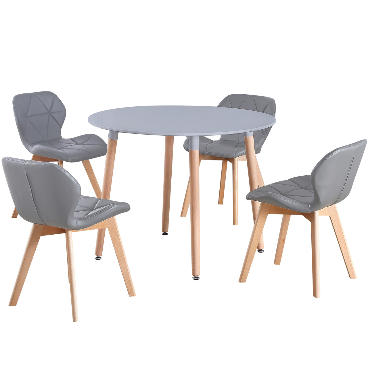 Round 4 Seat Dining Table and Chair Scandi Circular Kitchen Nordic Dinner Set