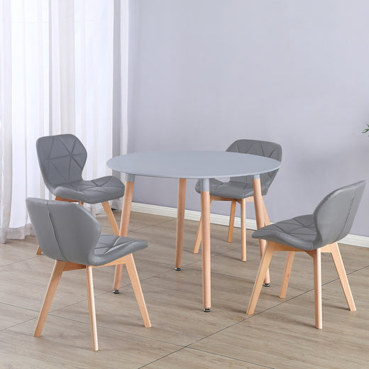 Round 4 Seat Dining Table and Chair Scandi Circular Kitchen Nordic Dinner Set