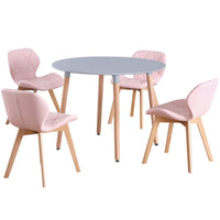 Thumbnail for Round 4 Seat Dining Table and Chair Scandi Circular Kitchen Nordic Dinner Set