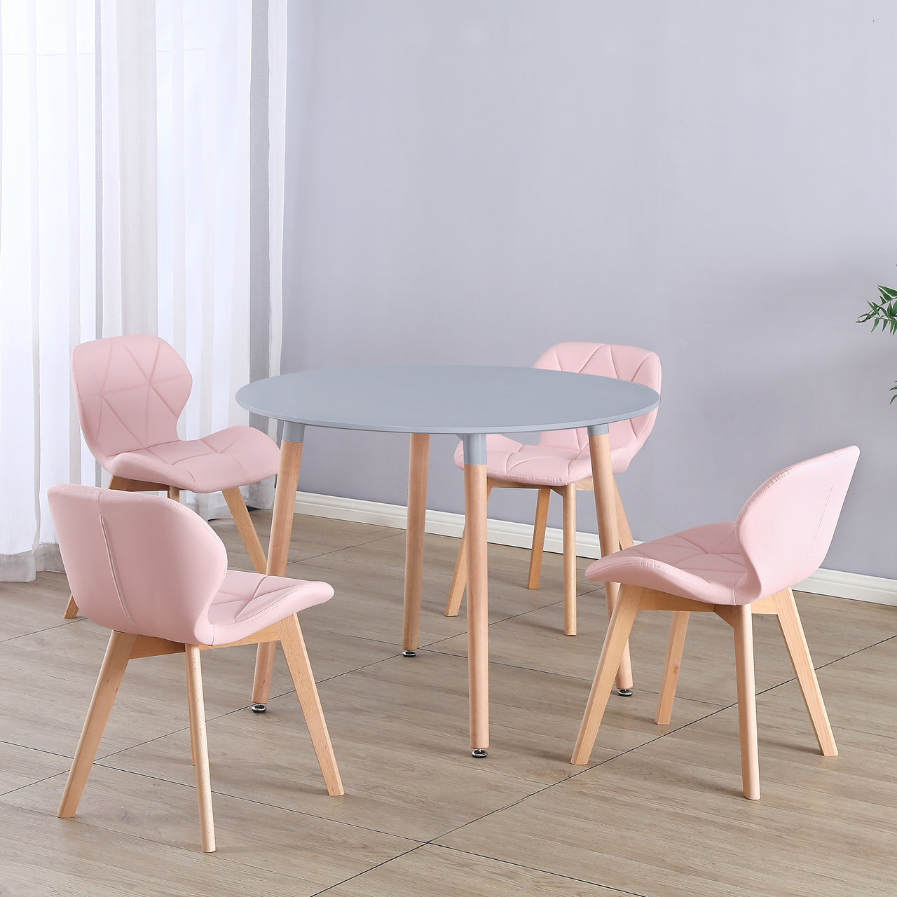 Round 4 Seat Dining Table and Chair Scandi Circular Kitchen Nordic Dinner Set