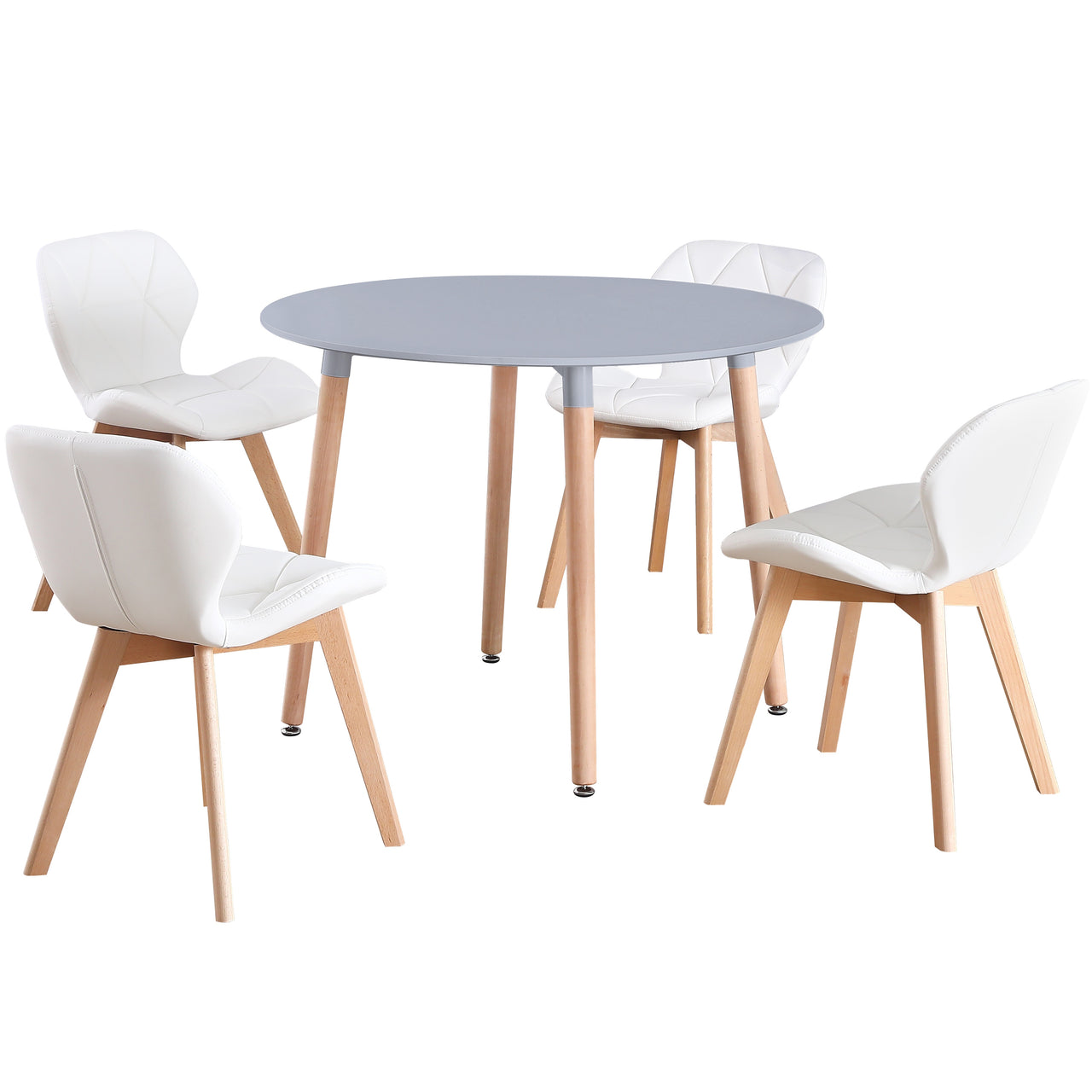 Round 4 Seat Dining Table and Chair Scandi Circular Kitchen Nordic Dinner Set