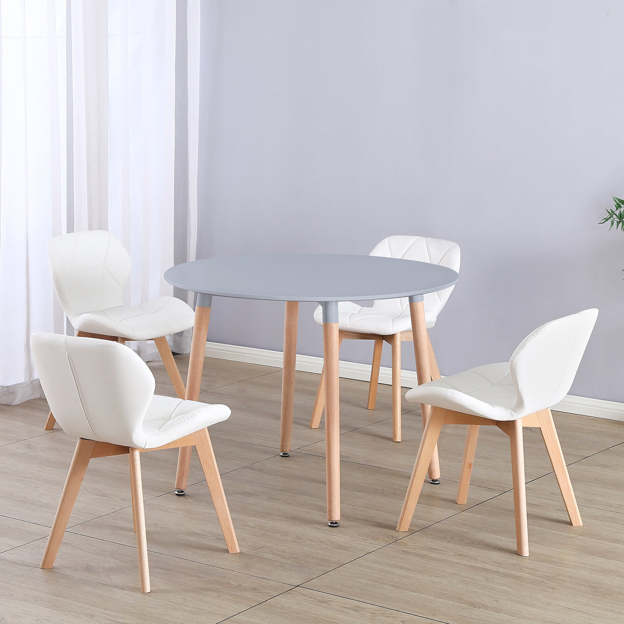 Round 4 Seat Dining Table and Chair Scandi Circular Kitchen Nordic Dinner Set