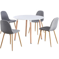 Thumbnail for Circular 4 Seat Dining Table and Chair Scandi Round Kitchen Nordic Dinner Set