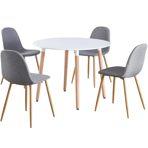 Circular 4 Seat Dining Table and Chair Scandi Round Kitchen Nordic Dinner Set