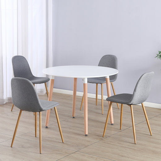 Circular 4 Seat Dining Table and Chair Scandi Round Kitchen Nordic Dinner Set