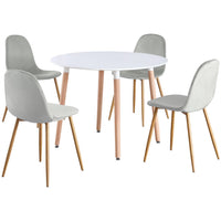 Thumbnail for Circular 4 Seat Dining Table and Chair Scandi Round Kitchen Nordic Dinner Set