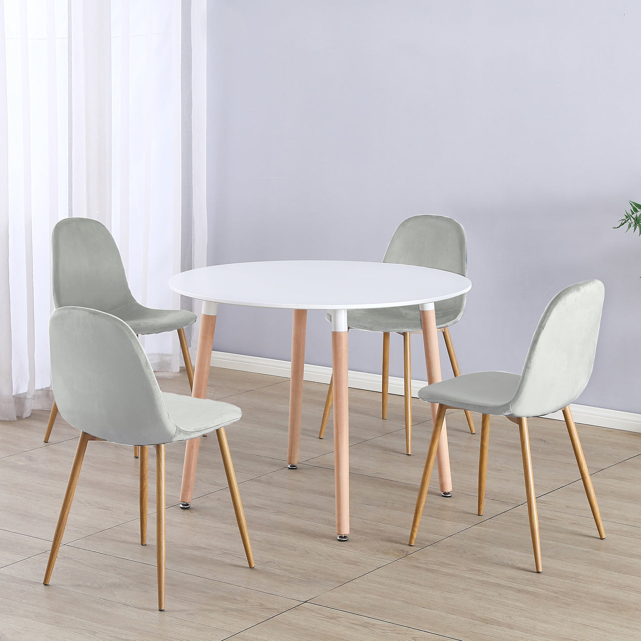 Circular 4 Seat Dining Table and Chair Scandi Round Kitchen Nordic Dinner Set