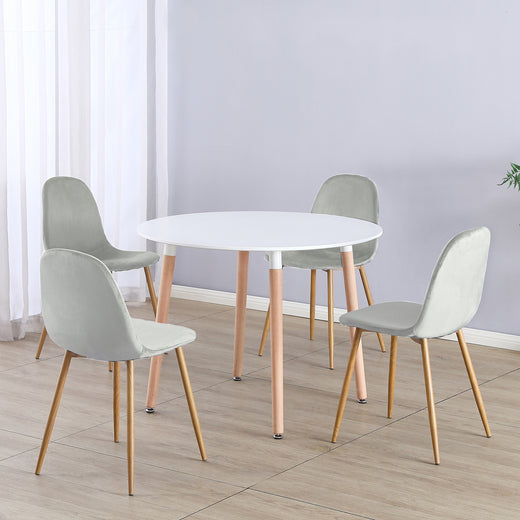 Circular 4 Seat Dining Table and Chair Scandi Round Kitchen Nordic Dinner Set