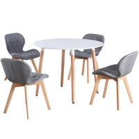 Thumbnail for Round 4 Seat Dining Table and Chair Scandi Circular Kitchen Nordic Dinner Set