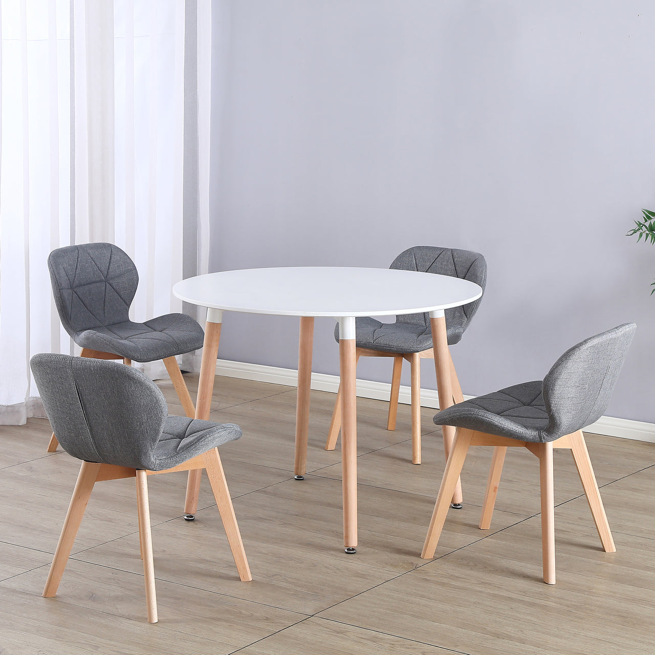 Round 4 Seat Dining Table and Chair Scandi Circular Kitchen Nordic Dinner Set