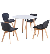 Thumbnail for Round 4 Seat Dining Table and Chair Scandi Circular Kitchen Nordic Dinner Set