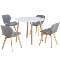 Thumbnail for Round 4 Seat Dining Table and Chair Scandi Circular Kitchen Nordic Dinner Set