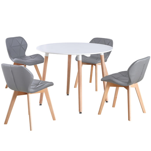 Round 4 Seat Dining Table and Chair Scandi Circular Kitchen Nordic Dinner Set