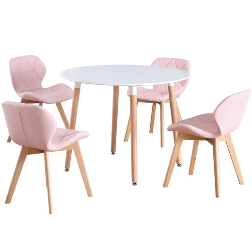 Round 4 Seat Dining Table and Chair Scandi Circular Kitchen Nordic Dinner Set