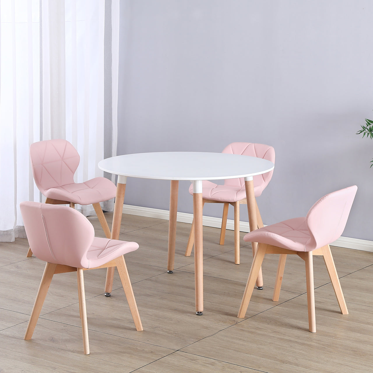 Round 4 Seat Dining Table and Chair Scandi Circular Kitchen Nordic Dinner Set