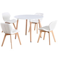 Thumbnail for Round 4 Seat Dining Table and Chair Scandi Circular Kitchen Nordic Dinner Set