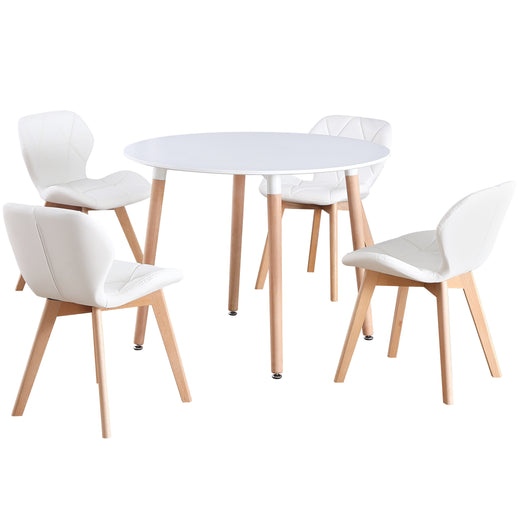 Round 4 Seat Dining Table and Chair Scandi Circular Kitchen Nordic Dinner Set