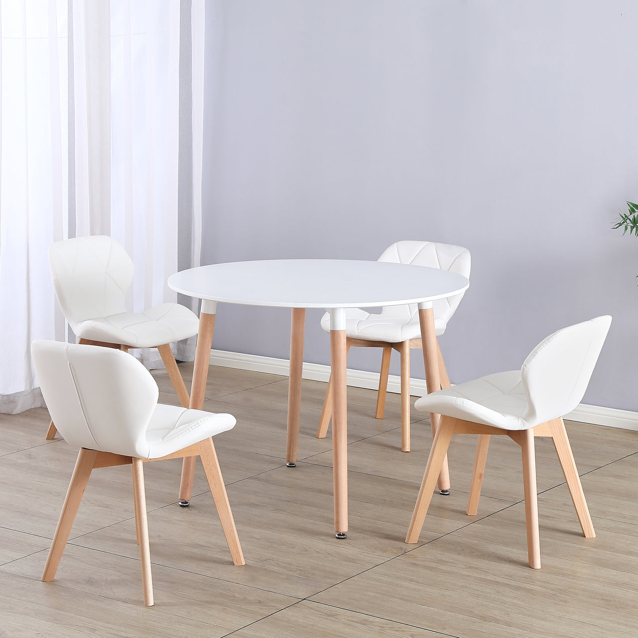 Round 4 Seat Dining Table and Chair Scandi Circular Kitchen Nordic Dinner Set