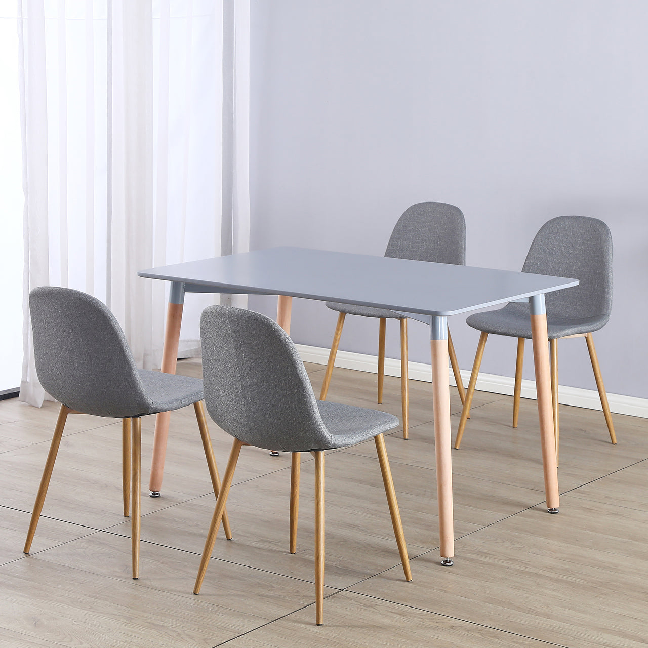 Rectangular 4 Seat Dining Table and Chair Scandi Round Kitchen Nordic Dinner Set