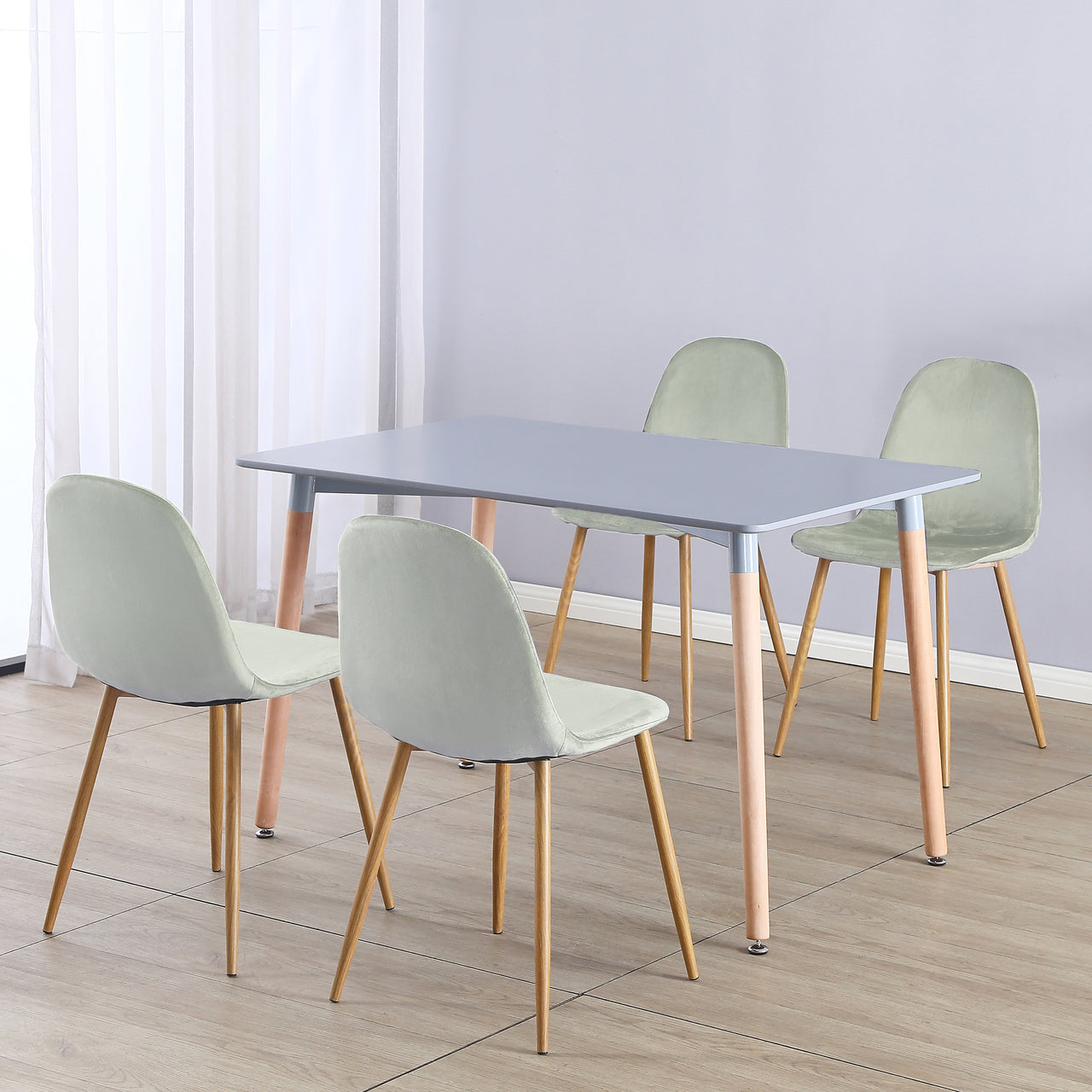 Rectangular 4 Seat Dining Table and Chair Scandi Round Kitchen Nordic Dinner Set