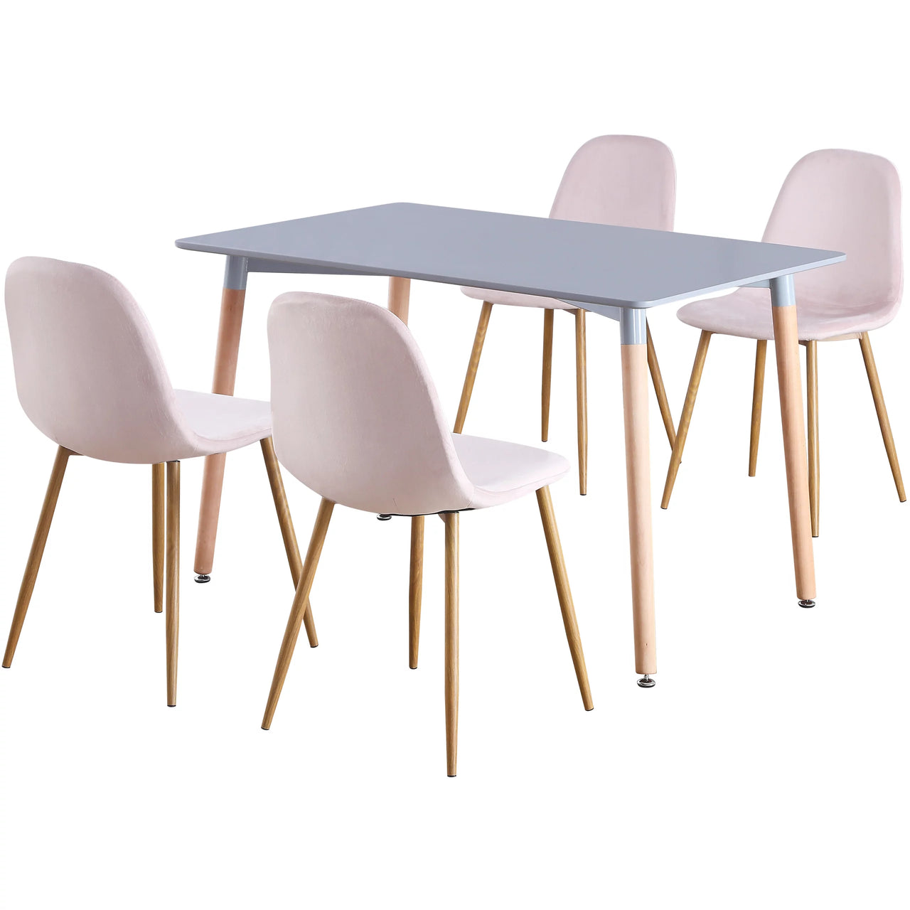 Rectangular 4 Seat Dining Table and Chair Scandi Round Kitchen Nordic Dinner Set