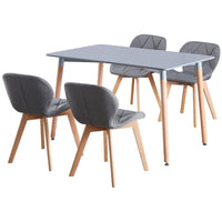 Thumbnail for 4 Seat Dining Table and Chair Scandi Rectangular Kitchen Nordic Dinner Set