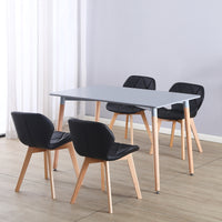 Thumbnail for 4 Seat Dining Table and Chair Scandi Rectangular Kitchen Nordic Dinner Set