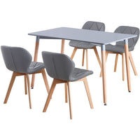 Thumbnail for 4 Seat Dining Table and Chair Scandi Rectangular Kitchen Nordic Dinner Set