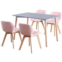 Thumbnail for 4 Seat Dining Table and Chair Scandi Rectangular Kitchen Nordic Dinner Set