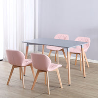 Thumbnail for 4 Seat Dining Table and Chair Scandi Rectangular Kitchen Nordic Dinner Set