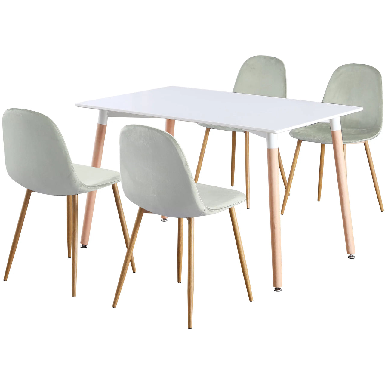 Rectangular 4 Seat Dining Table and Chair Scandi Round Kitchen Nordic Dinner Set