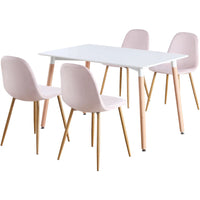 Thumbnail for Rectangular 4 Seat Dining Table and Chair Scandi Round Kitchen Nordic Dinner Set