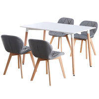 Thumbnail for 4 Seat Dining Table and Chair Scandi Rectangular Kitchen Nordic Dinner Set